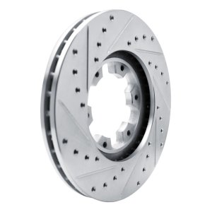 Infiniti QX4 Brake Rotor (1) - Front Right - R1 Concepts - Drilled & Slotted - Silver - `96-`04